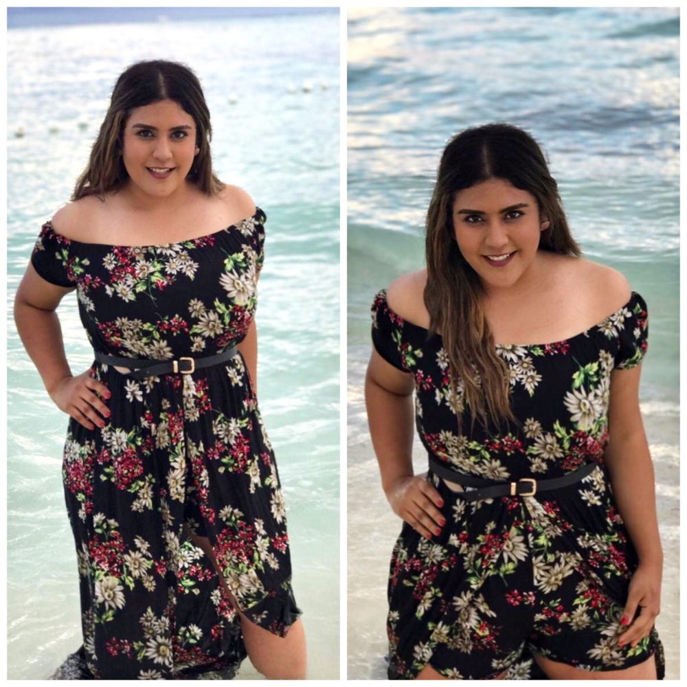NWT Off shoulder floral romper dress